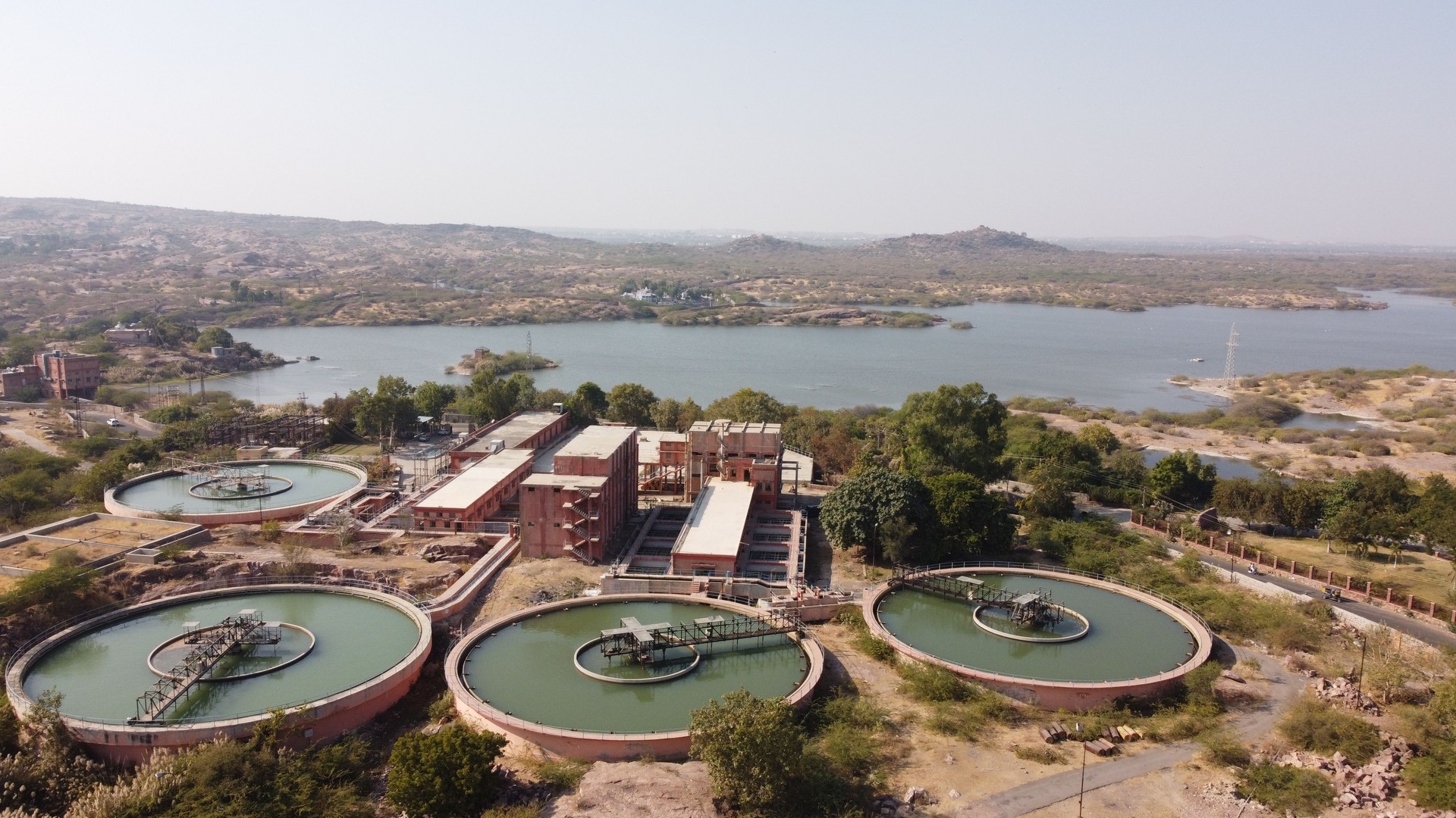Aerial view of a water treatment plant located at Jodhpur Rajasthan